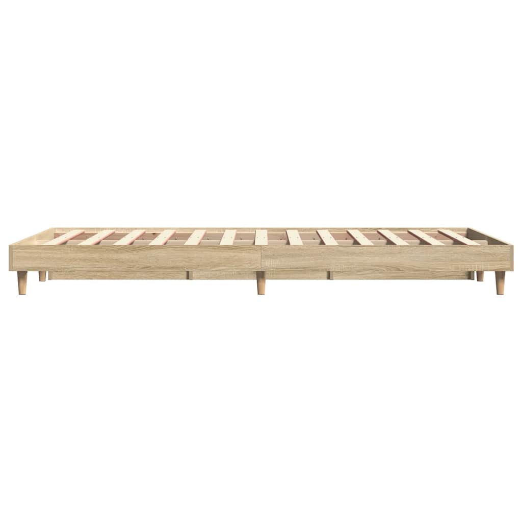 sonoma tölgy színű szerelt fa ágykeret matrac nélkül 120x200 cm