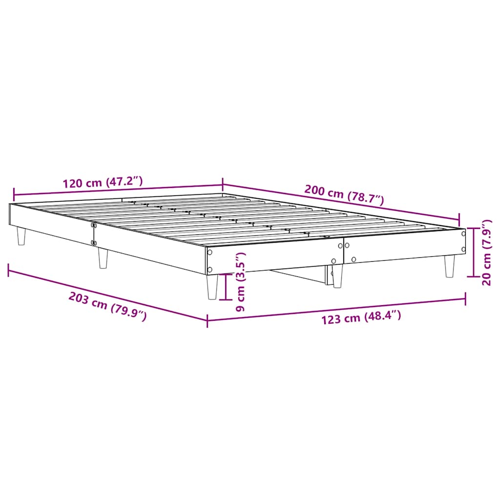 sonoma tölgy színű szerelt fa ágykeret matrac nélkül 120x200 cm
