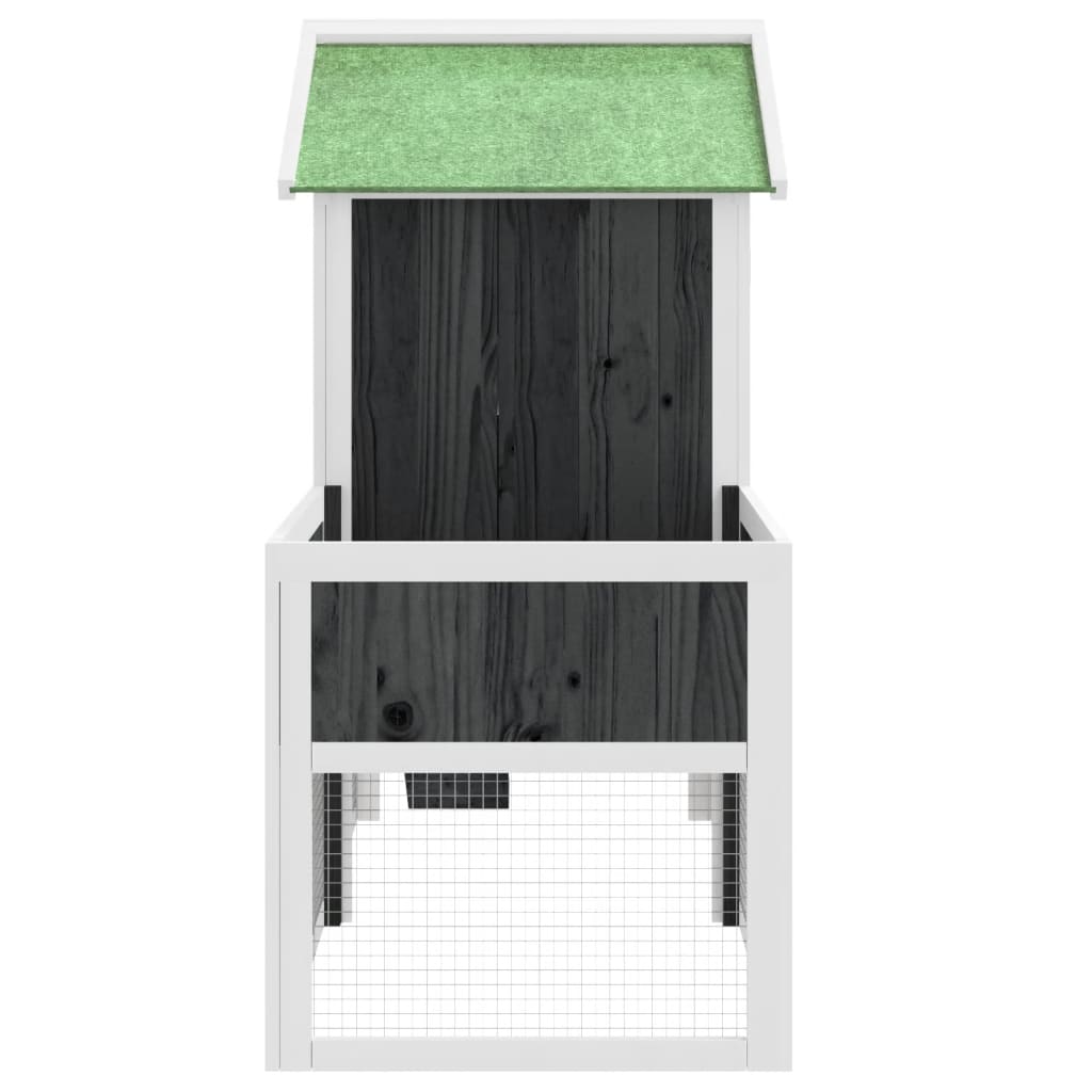 szürke tömör fenyőfa nyúlketrec 170 x 63 x 113 cm