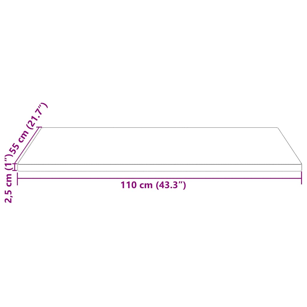 fehér tömör fenyőfa téglalap alakú asztallap 110 x 55 x 2,5 cm