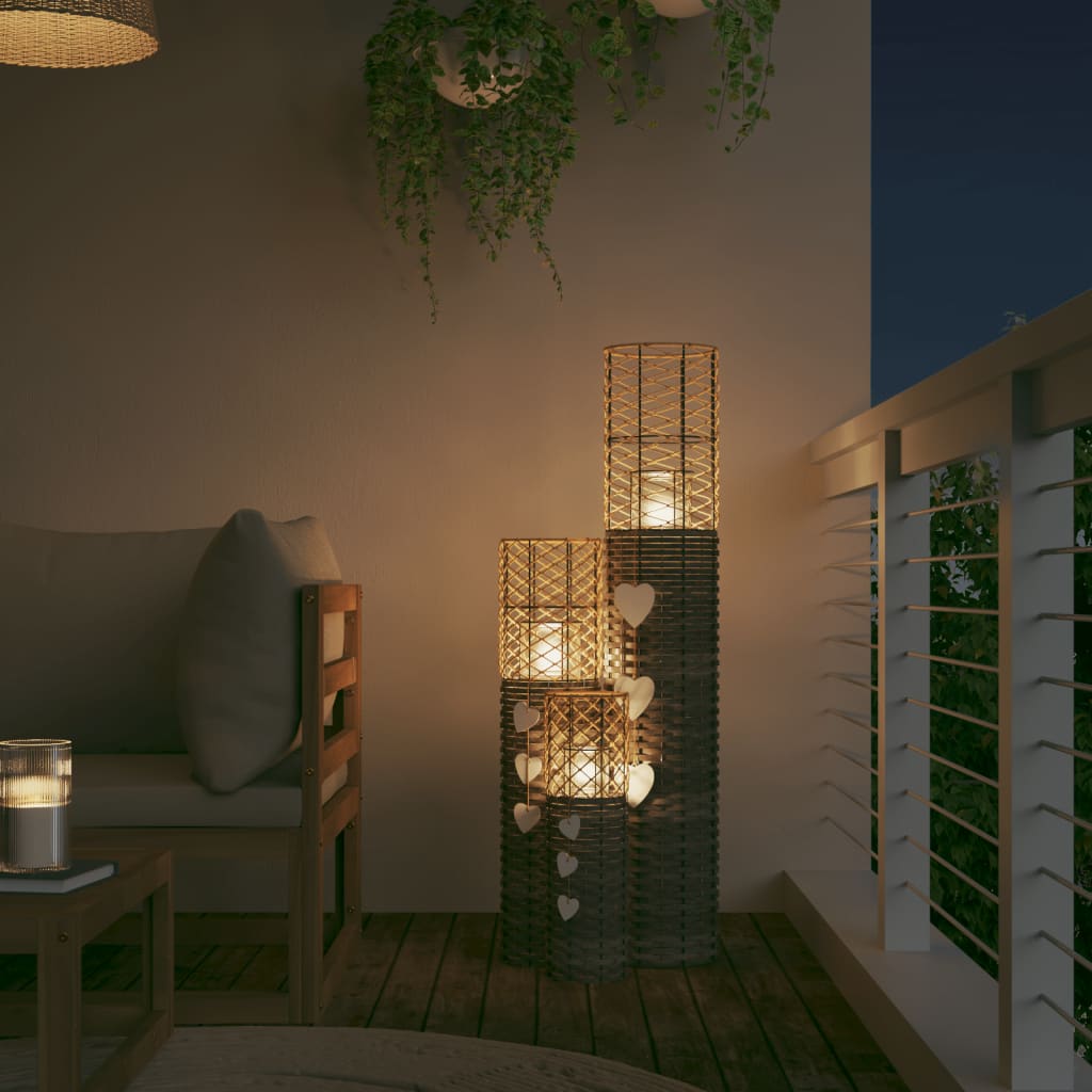 3 db szürke fonott gyertyatartó