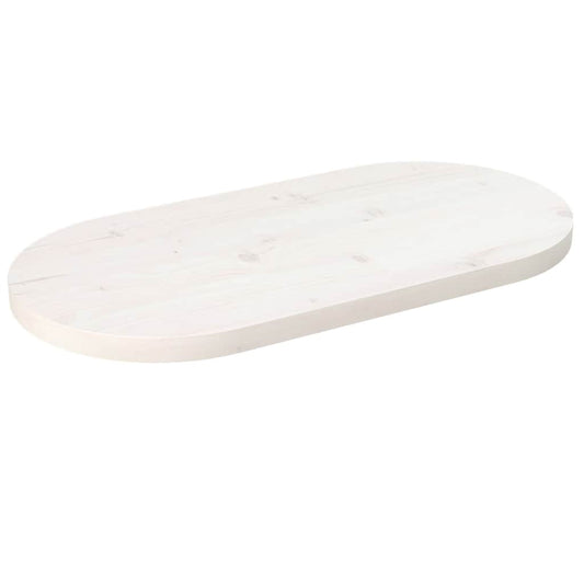 fehér tömör fenyőfa ovális asztallap 60 x 30 x 2,5 cm