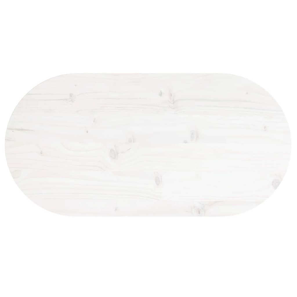 fehér tömör fenyőfa ovális asztallap 70 x 35 x 2,5 cm
