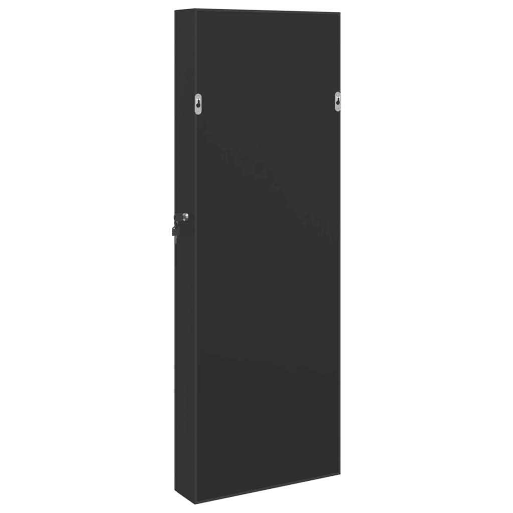 fekete falra szerelhető tükrös ékszerszekrény 37,5x10x106 cm