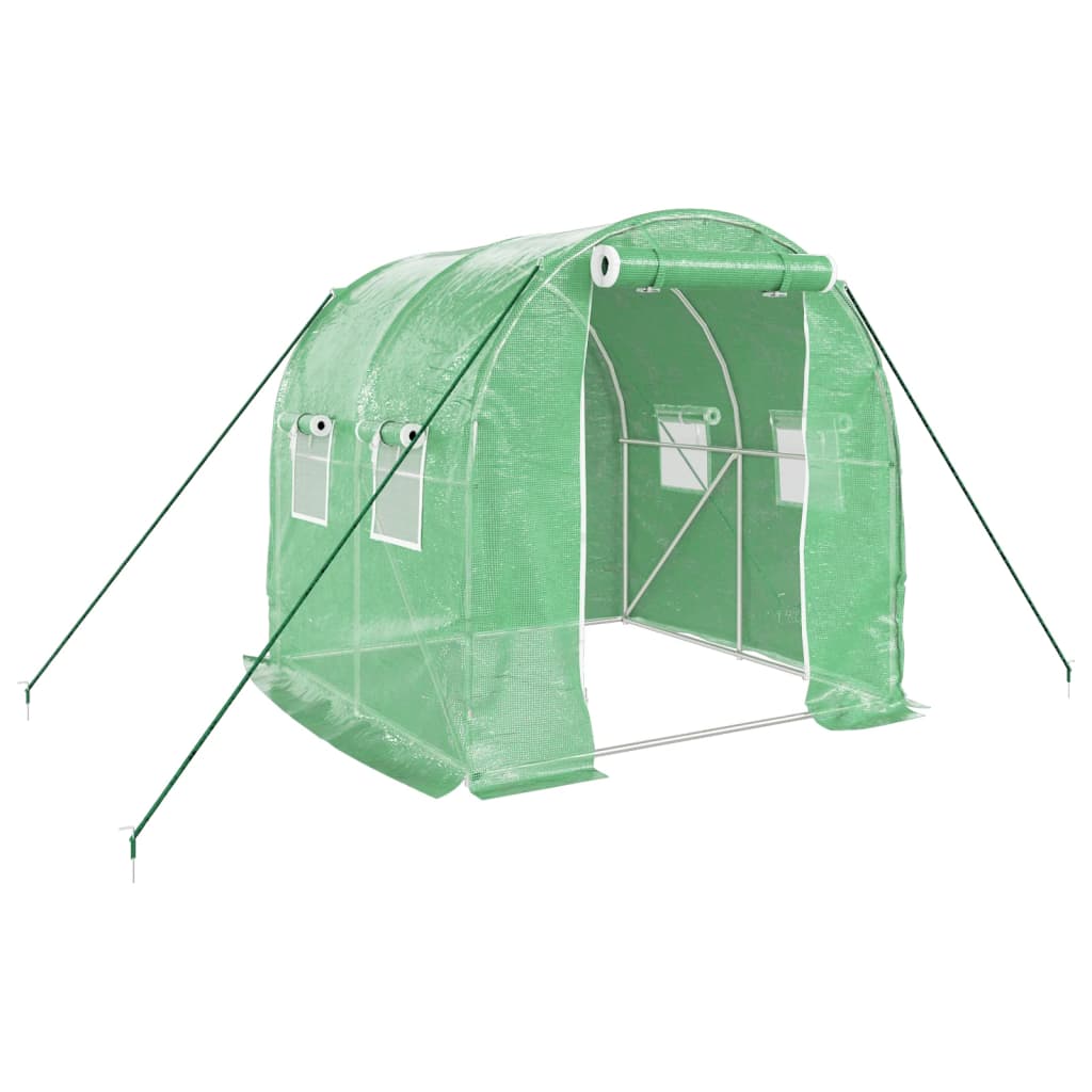 zöld acélvázas melegház 4 m² 2 x 2 x 2 m