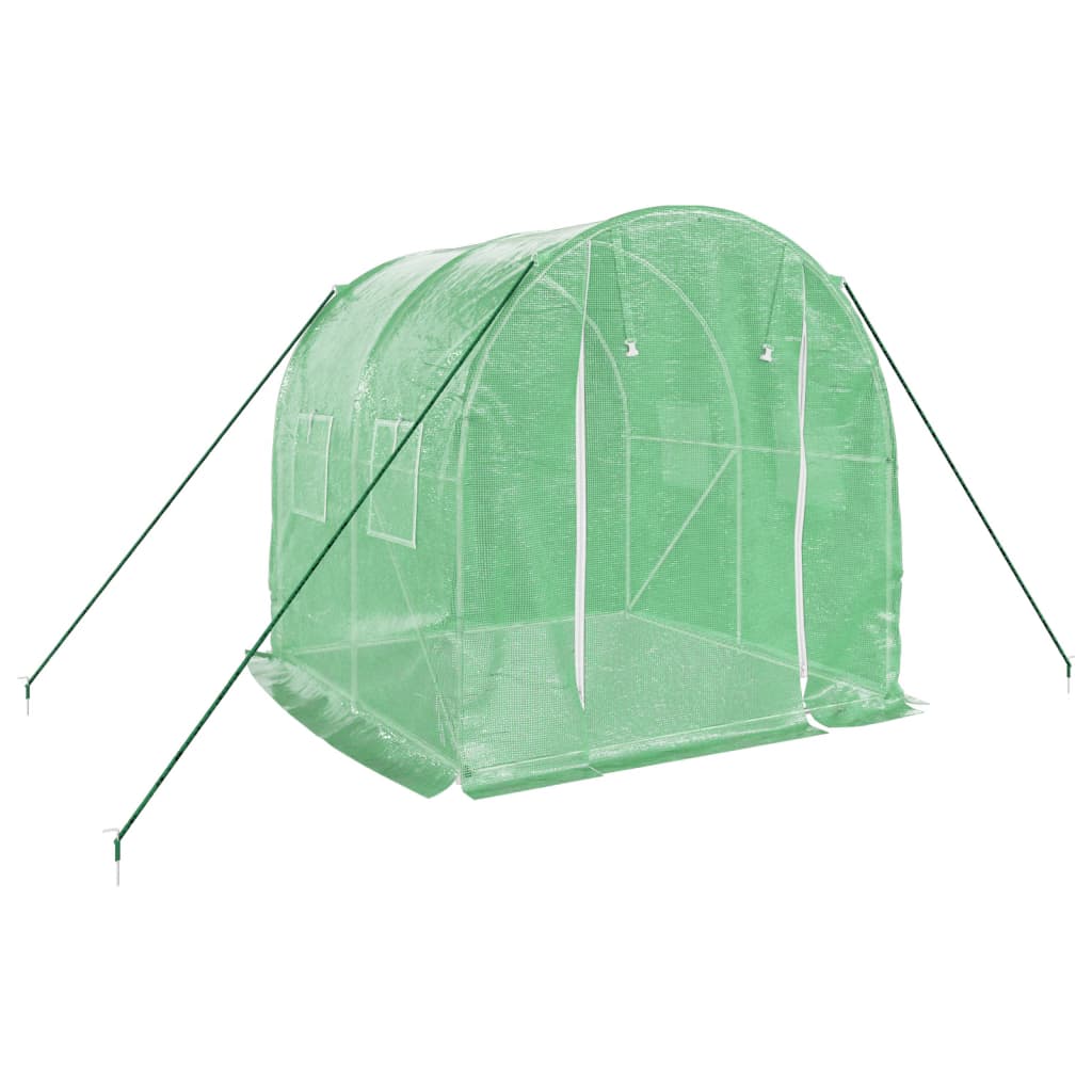 zöld acélvázas melegház 4 m² 2 x 2 x 2 m