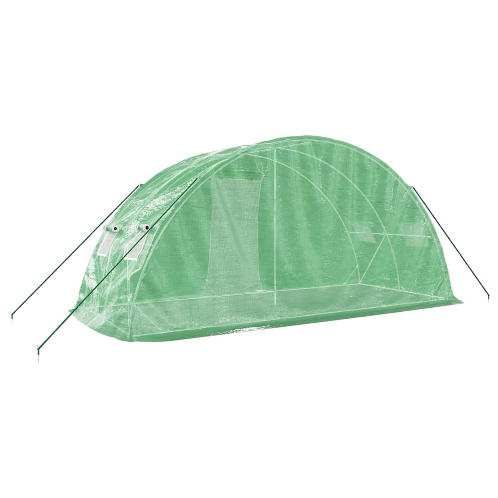 zöld acélvázas melegház 10 m² 5 x 2 x 2,3 m
