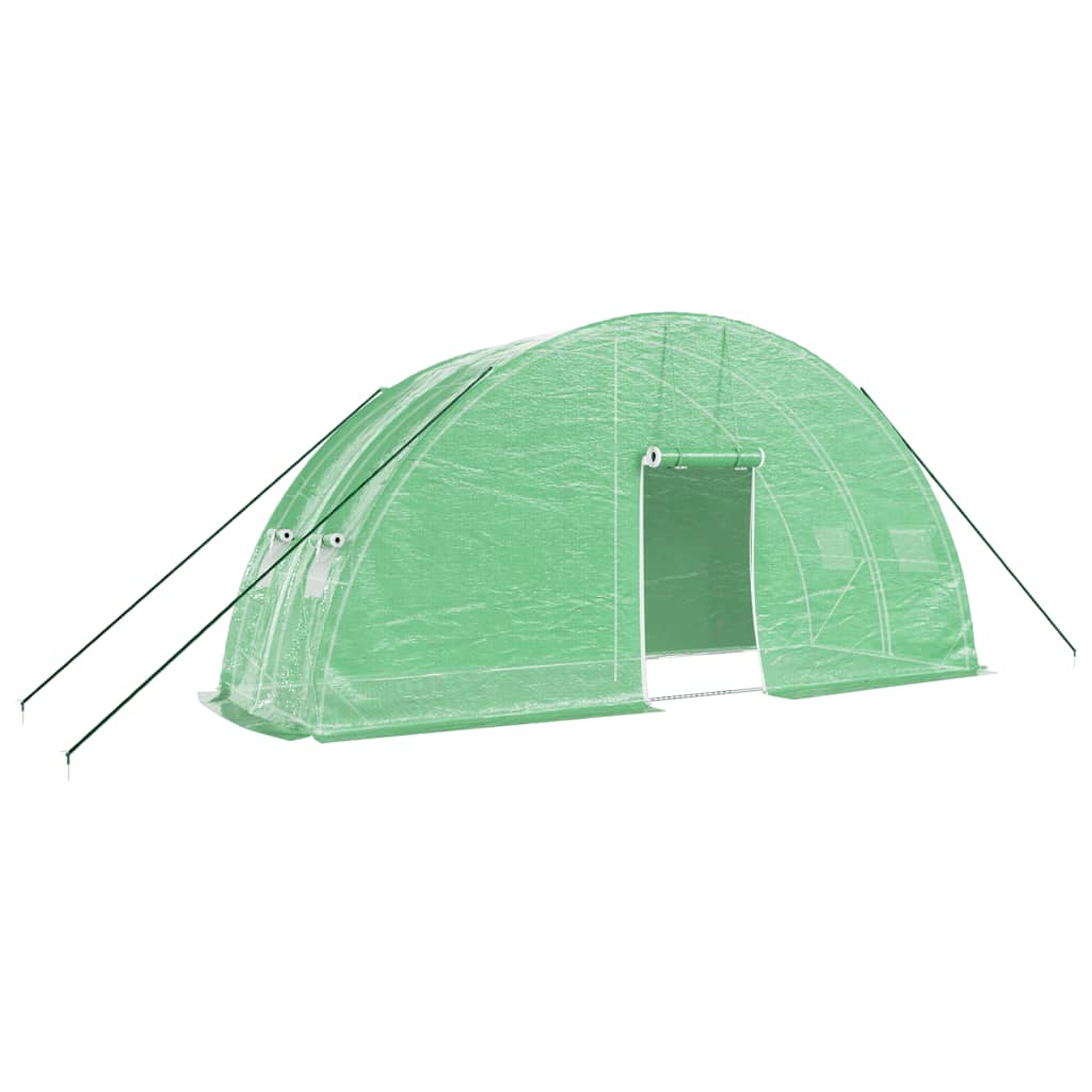 zöld acélvázas melegház 12 m² 6 x 2 x 2,85 m