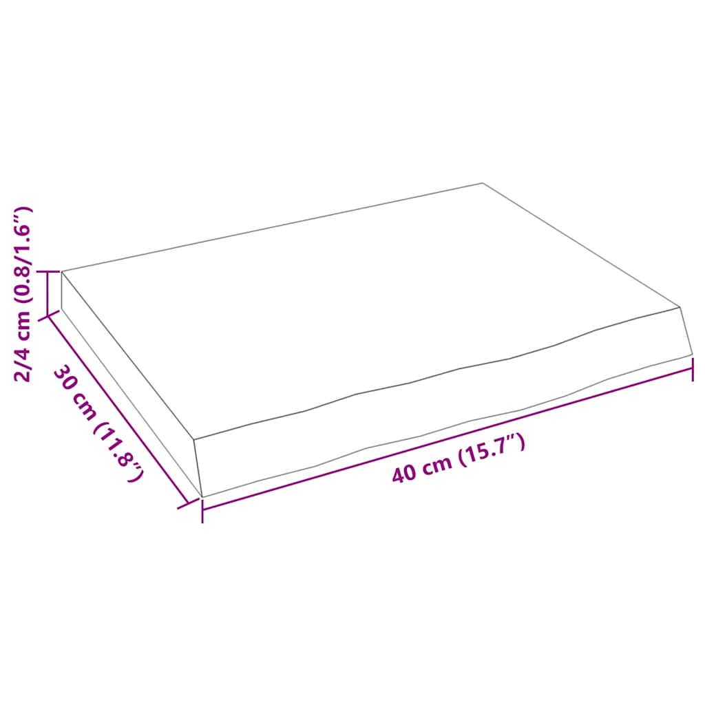 kezeletlen tömör tölgyfa fali polc 40x30x(2-4) cm