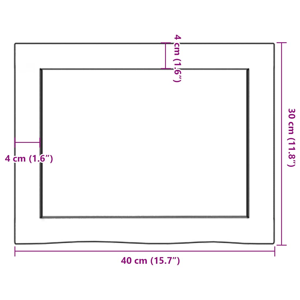 kezeletlen tömör tölgyfa fali polc 40x30x(2-4) cm