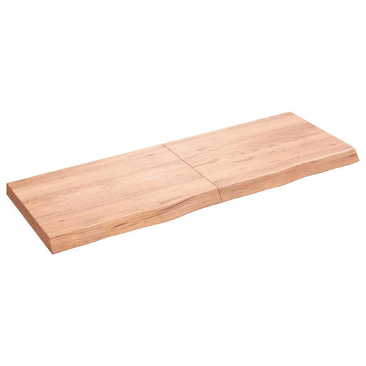 világosbarna kezelt tömör tölgyfa fali polc 140 x 50 x (2-6) cm