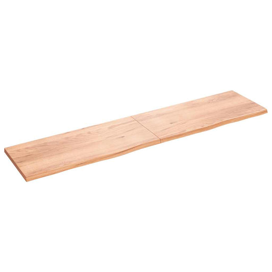 világosbarna kezelt tömör tölgyfa fali polc 220 x 50 x (2-4) cm