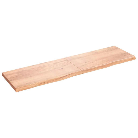 világosbarna kezelt tömör tölgyfa fali polc 220 x 60 x (2-6) cm