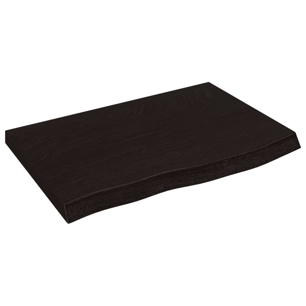 sötétbarna kezelt tömör tölgyfa fali polc 60x40x(2-4) cm
