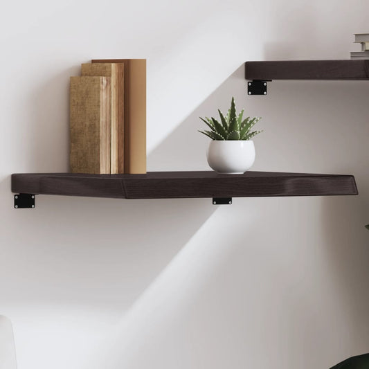 sötétbarna kezelt tömör tölgyfa fali polc 60x50x(2-6) cm