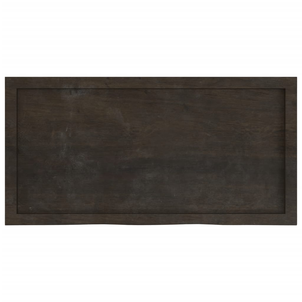 sötétbarna kezelt tömör tölgyfa fali polc 100x50x(2-4) cm