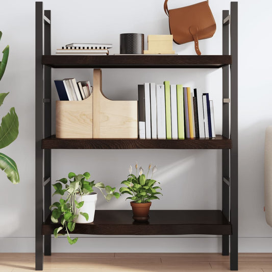 sötétbarna kezelt tömör tölgyfa fali polc 100x50x(2-6) cm