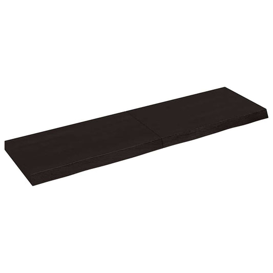 sötétbarna kezelt tömör tölgyfa fali polc 140 x 40 x (2-6) cm