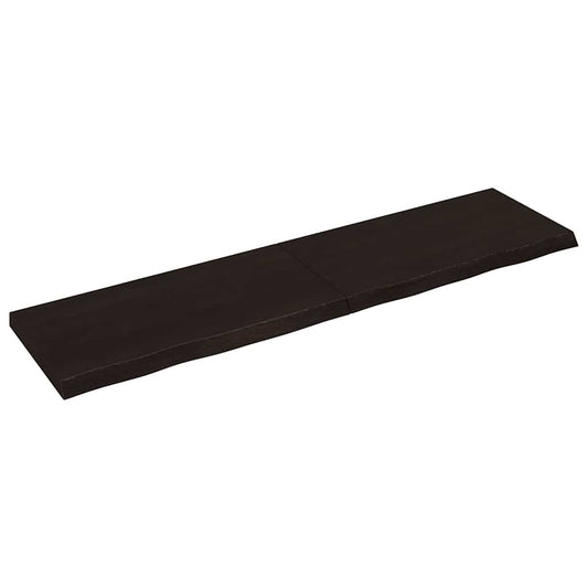 sötétbarna kezelt tömör tölgyfa fali polc 200 x 50 x (2-6) cm