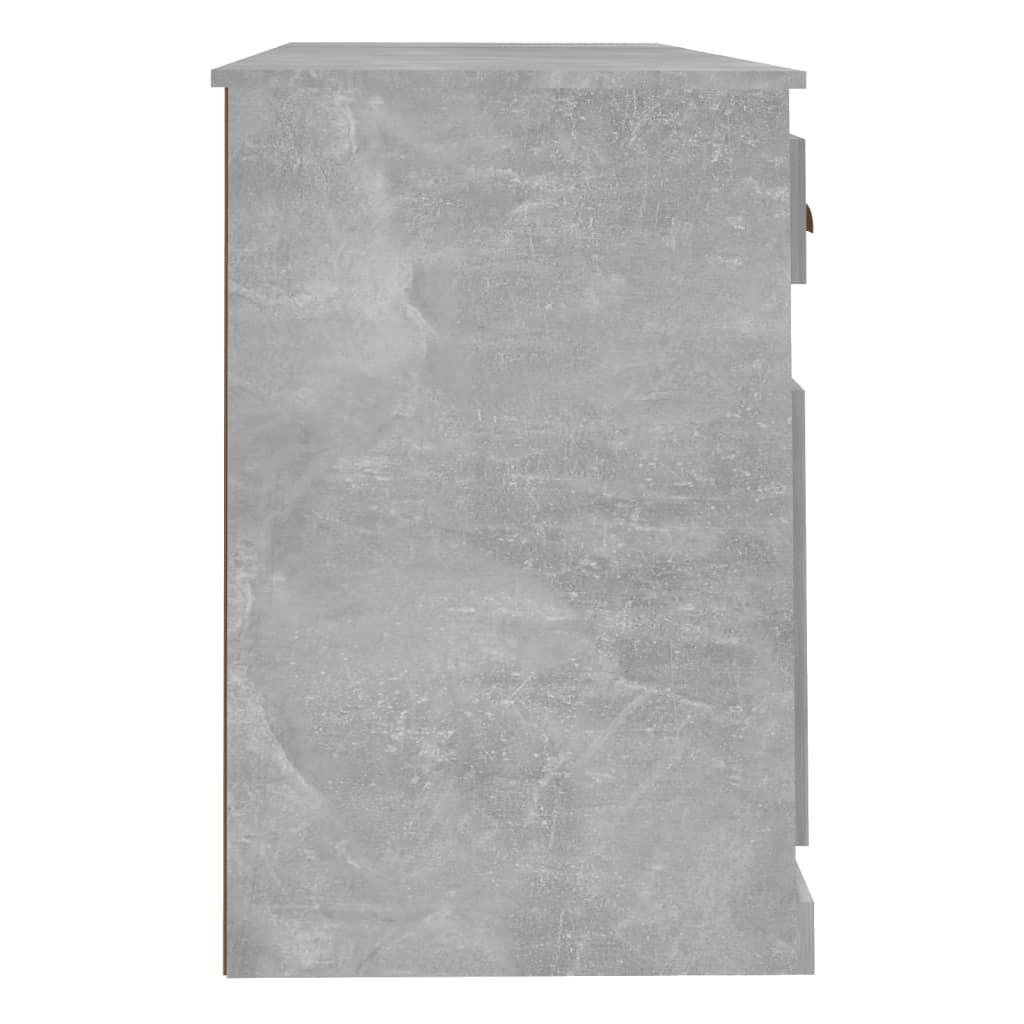 betonszürke szerelt fa íróasztal szekrénnyel