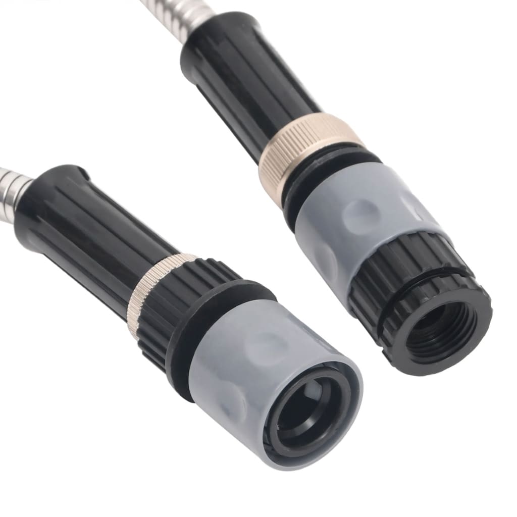 ezüstszínű rozsdamentes acél kerti tömlő szórófejjel 0,6" 15 m