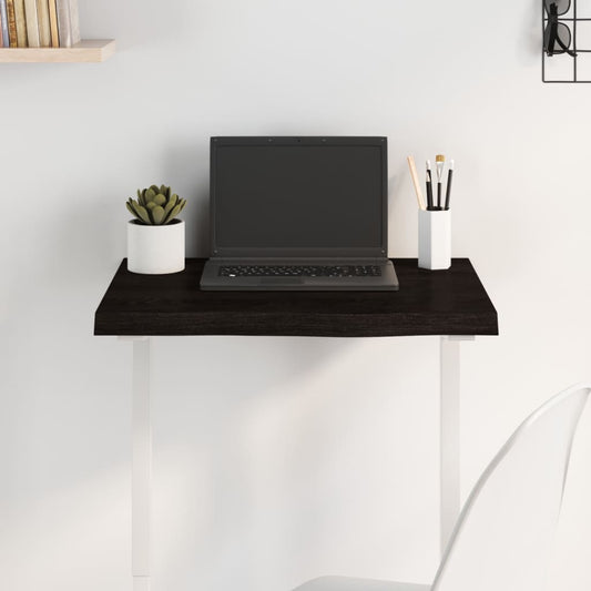 sötétbarna kezelt tömör tölgyfa asztallap 60x40x(2-4) cm