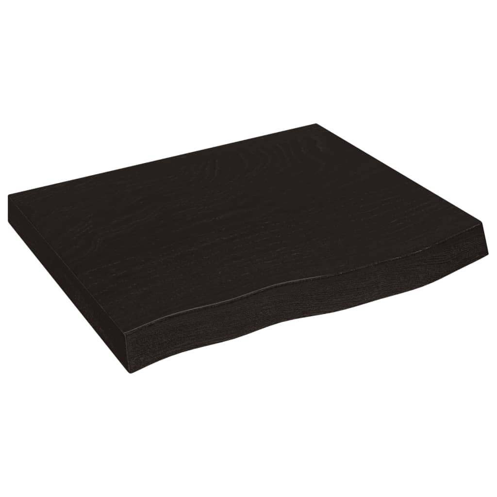 sötétbarna kezelt tömör tölgyfa asztallap 60x50x(2-6) cm