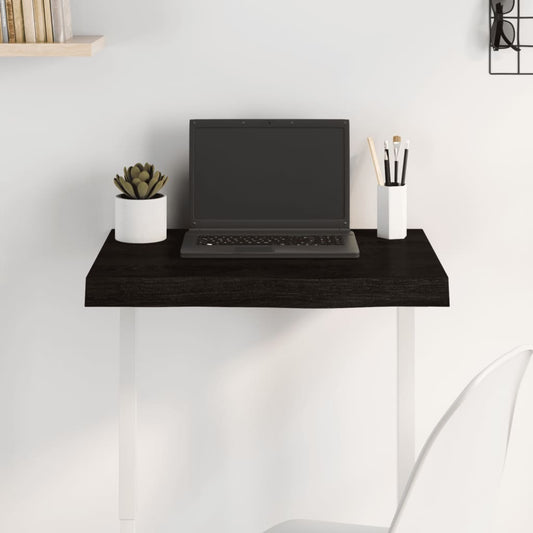 sötétbarna kezelt tömör tölgyfa asztallap 60x50x(2-6) cm