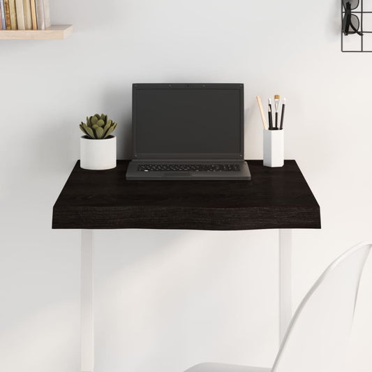 sötétbarna kezelt tömör tölgyfa asztallap 60x60x(2-6) cm