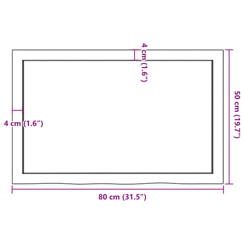 sötétbarna kezelt tömör tölgyfa asztallap 80x50x2 cm