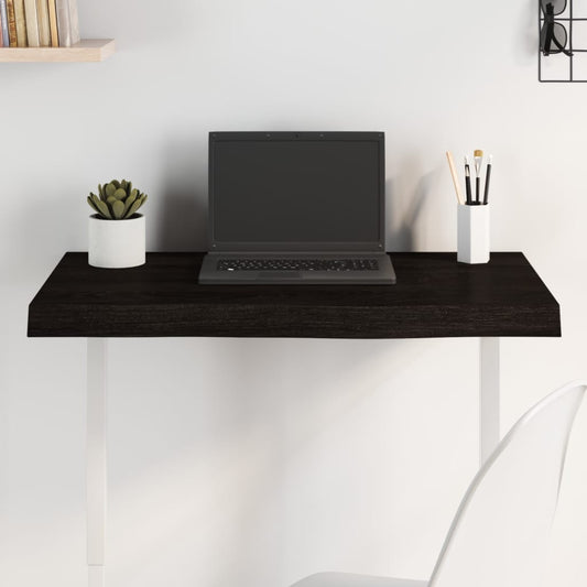 sötétbarna kezelt tömör tölgyfa asztallap 80x50x(2-6) cm