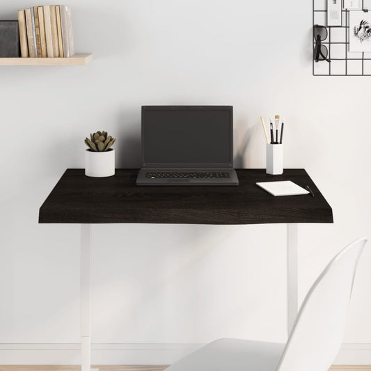 sötétbarna kezelt tömör tölgyfa asztallap 80x60x(2-6) cm