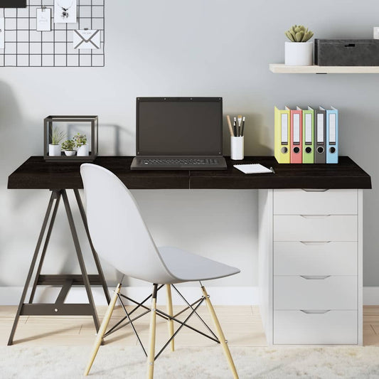 sötétbarna kezelt tömör tölgyfa asztallap 140x50x(2-6) cm