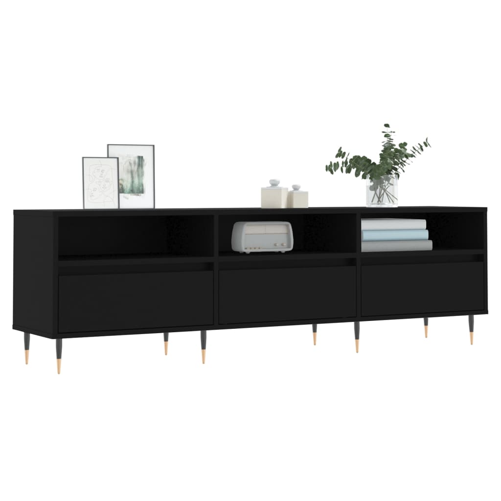 fekete szerelt fa TV-szekrény 150 x 30 x 44,5 cm