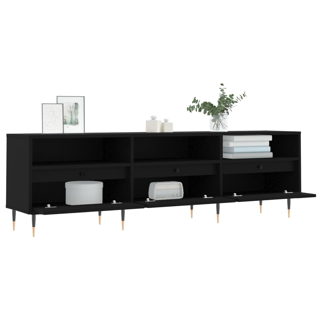 fekete szerelt fa TV-szekrény 150 x 30 x 44,5 cm