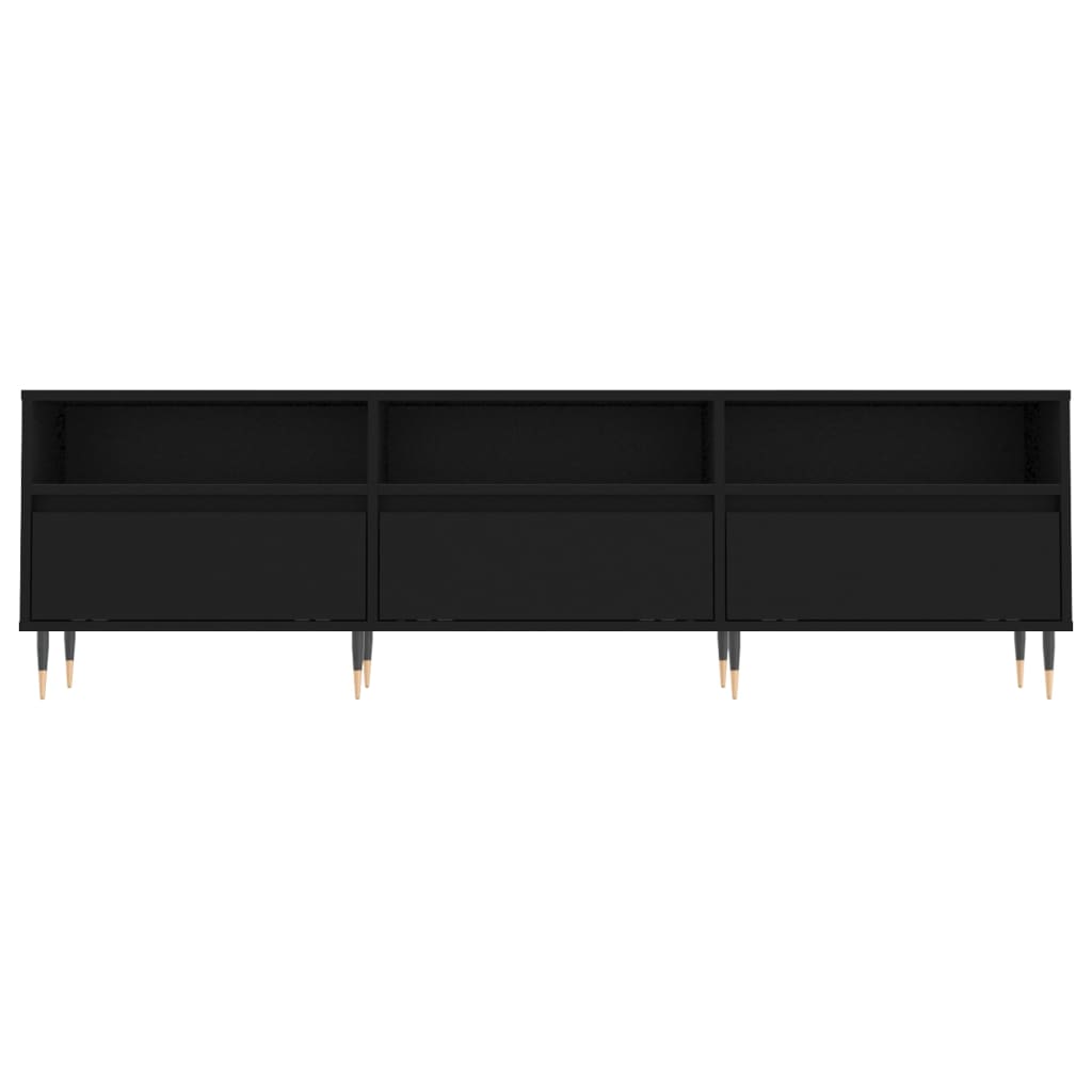 fekete szerelt fa TV-szekrény 150 x 30 x 44,5 cm