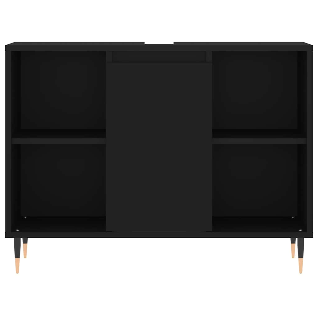 fekete szerelt fa mosdószekrény 80 x 33 x 60 cm