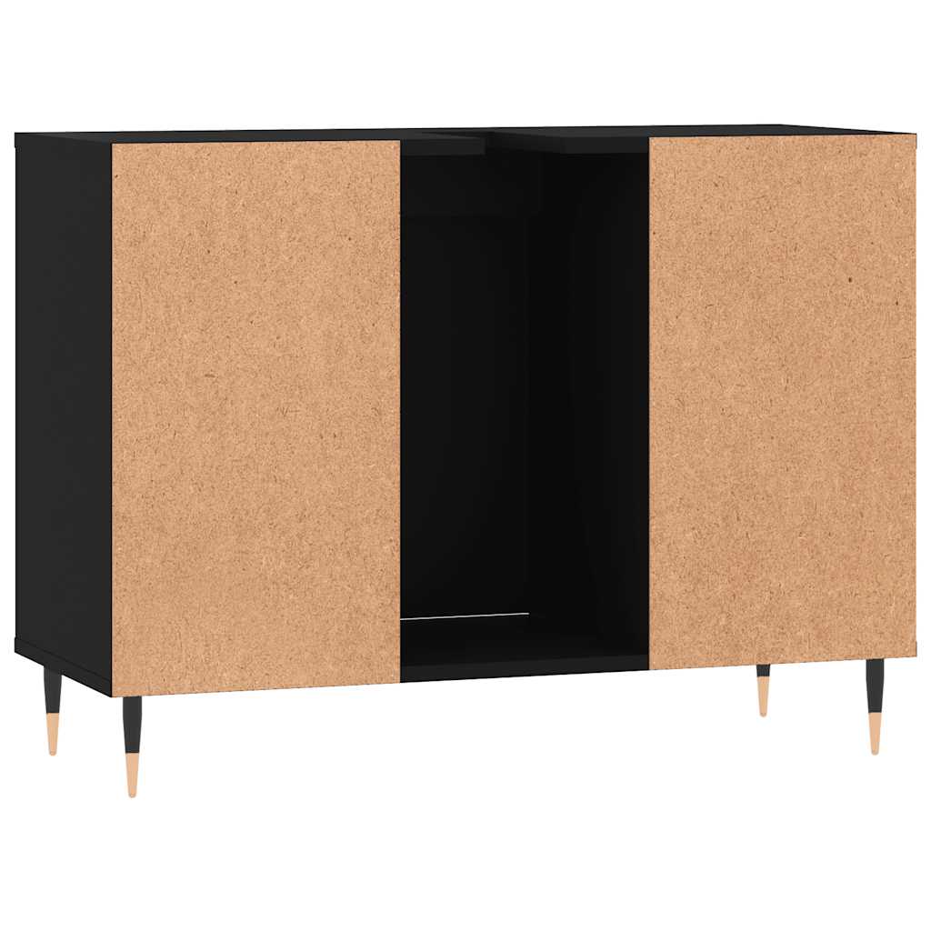 fekete szerelt fa mosdószekrény 80 x 33 x 60 cm