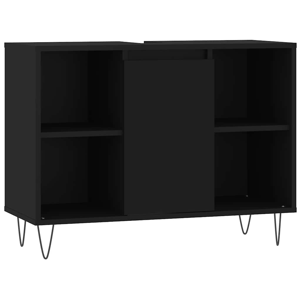 fekete szerelt fa mosdószekrény 80 x 33 x 60 cm