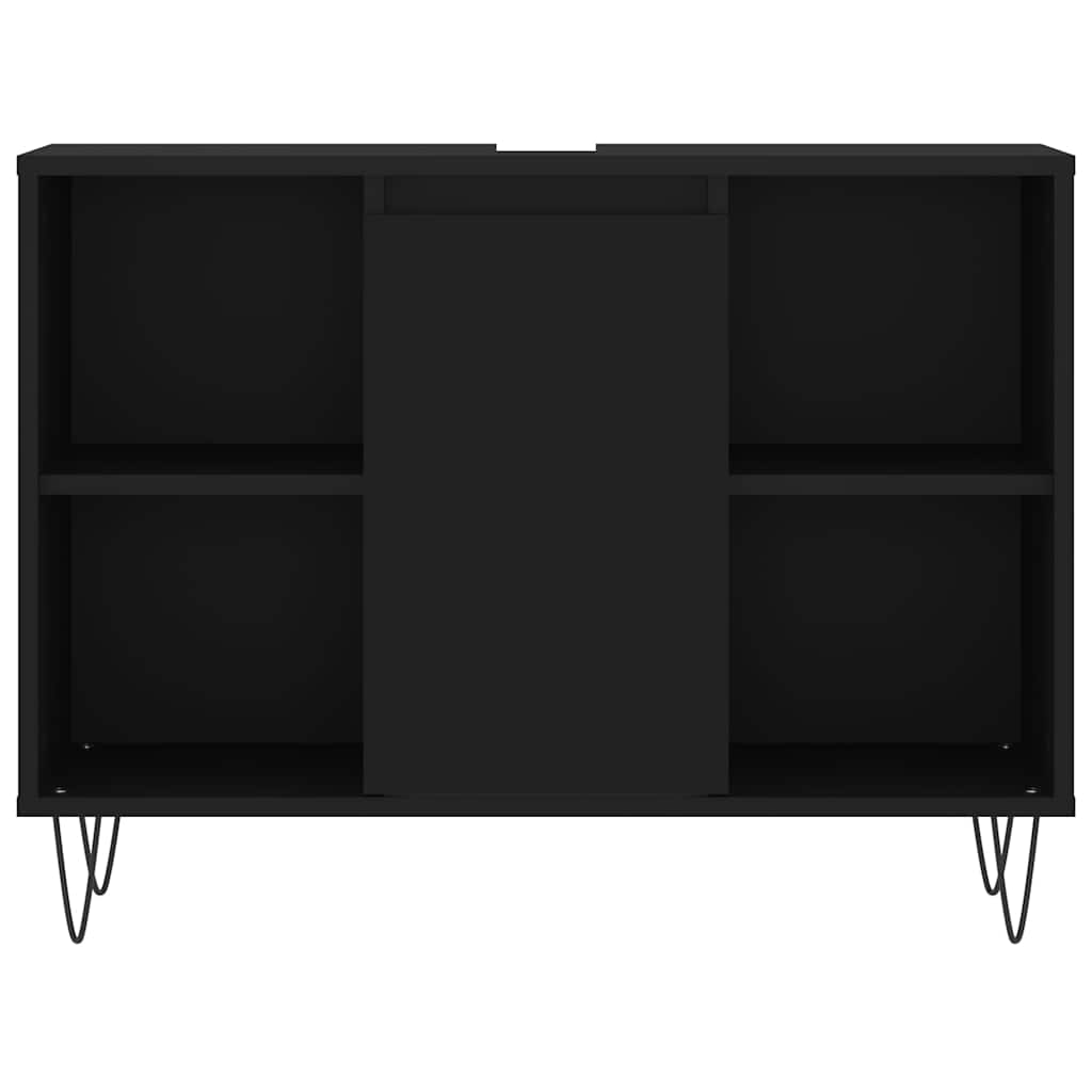 fekete szerelt fa mosdószekrény 80 x 33 x 60 cm