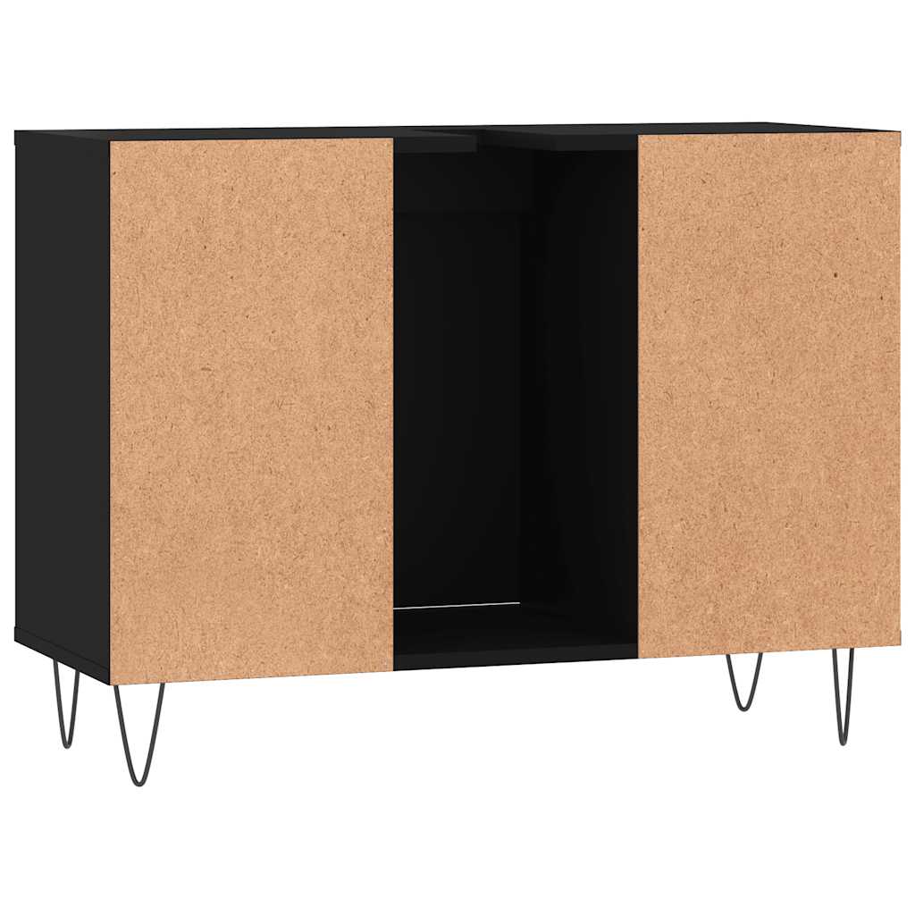 fekete szerelt fa mosdószekrény 80 x 33 x 60 cm