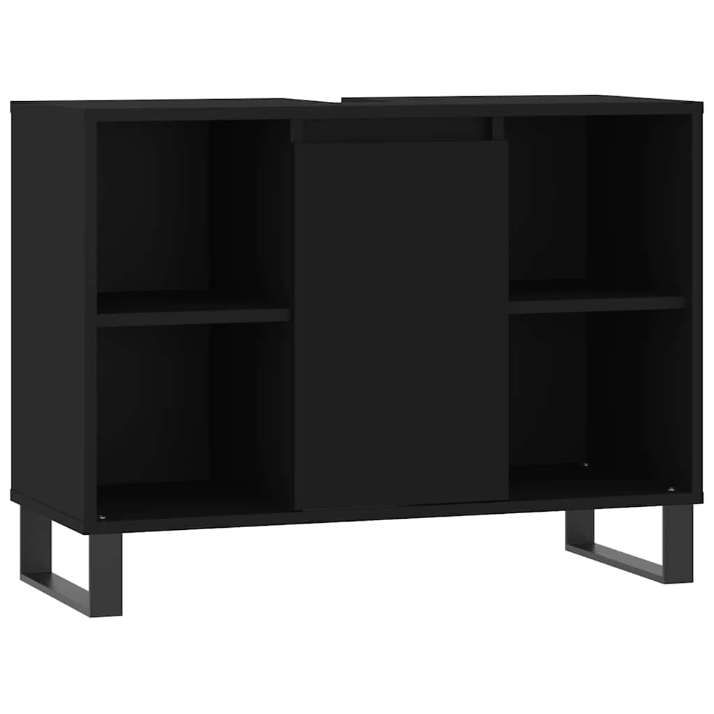 fekete szerelt fa mosdószekrény 80 x 33 x 60 cm
