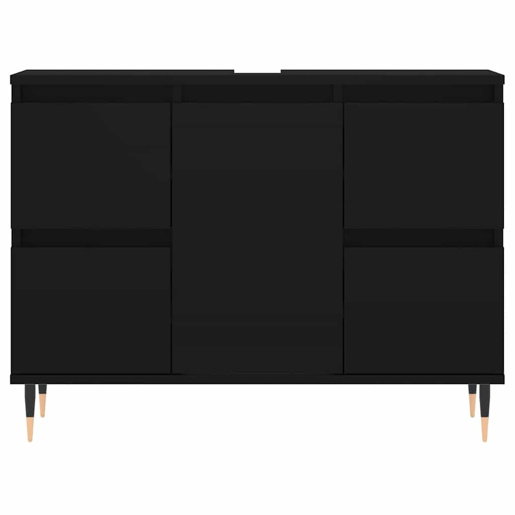 fekete szerelt fa mosdószekrény 80 x 33 x 60 cm