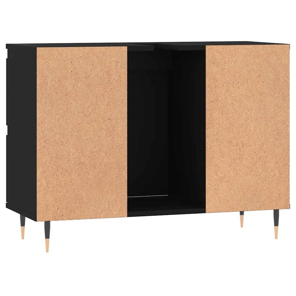 fekete szerelt fa mosdószekrény 80 x 33 x 60 cm