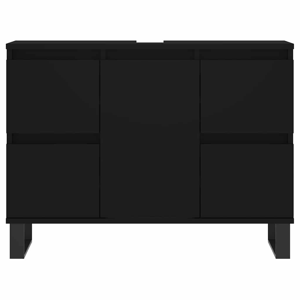 fekete szerelt fa mosdószekrény 80 x 33 x 60 cm