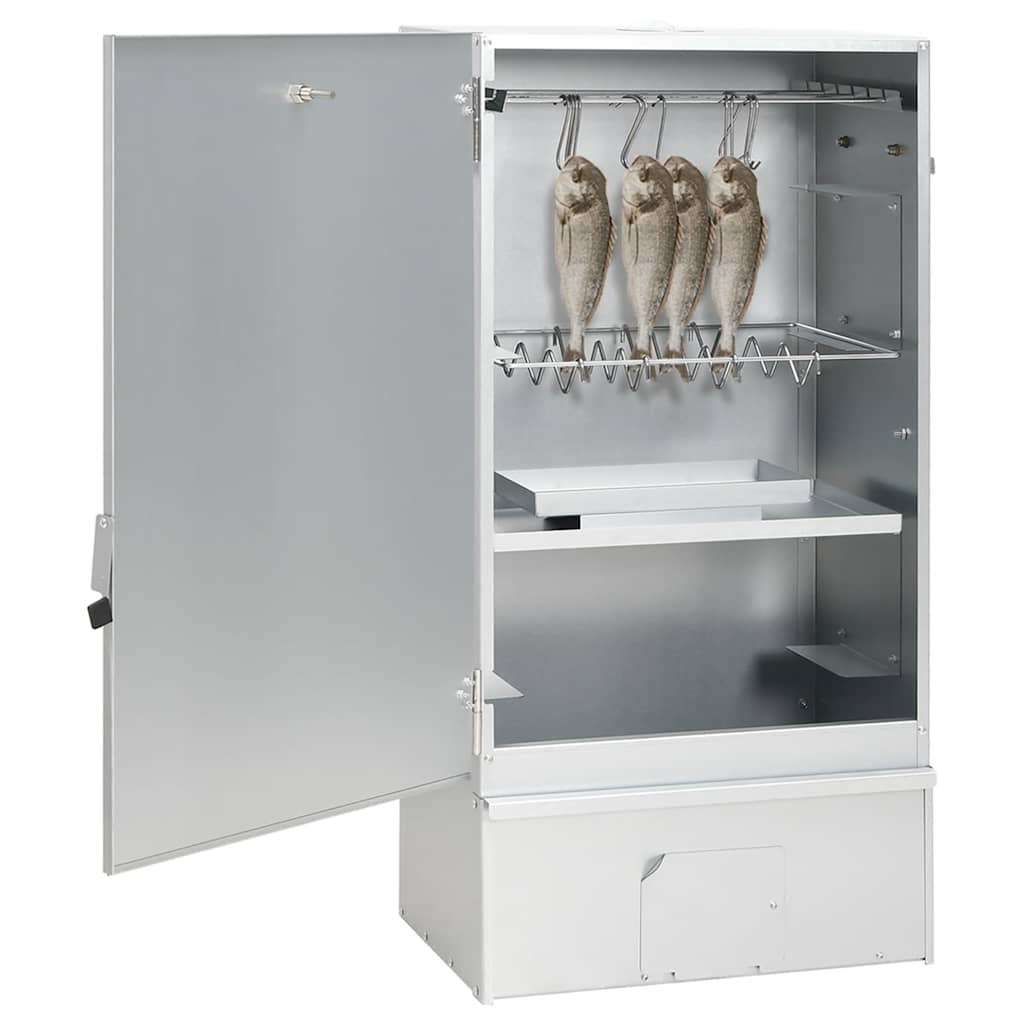 horganyzott acél BBQ füstölőkemence faaprítékkal 44,5x29x83 cm