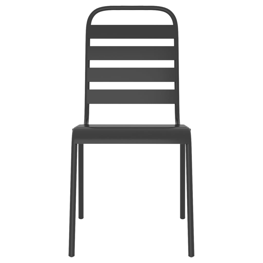 5 részes antracitszürke acél kerti étkezőgarnitúra