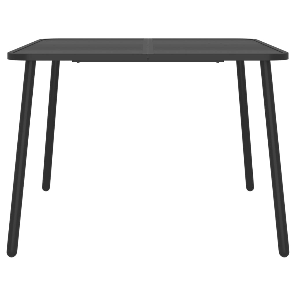 5 részes antracitszürke acél kerti étkezőgarnitúra