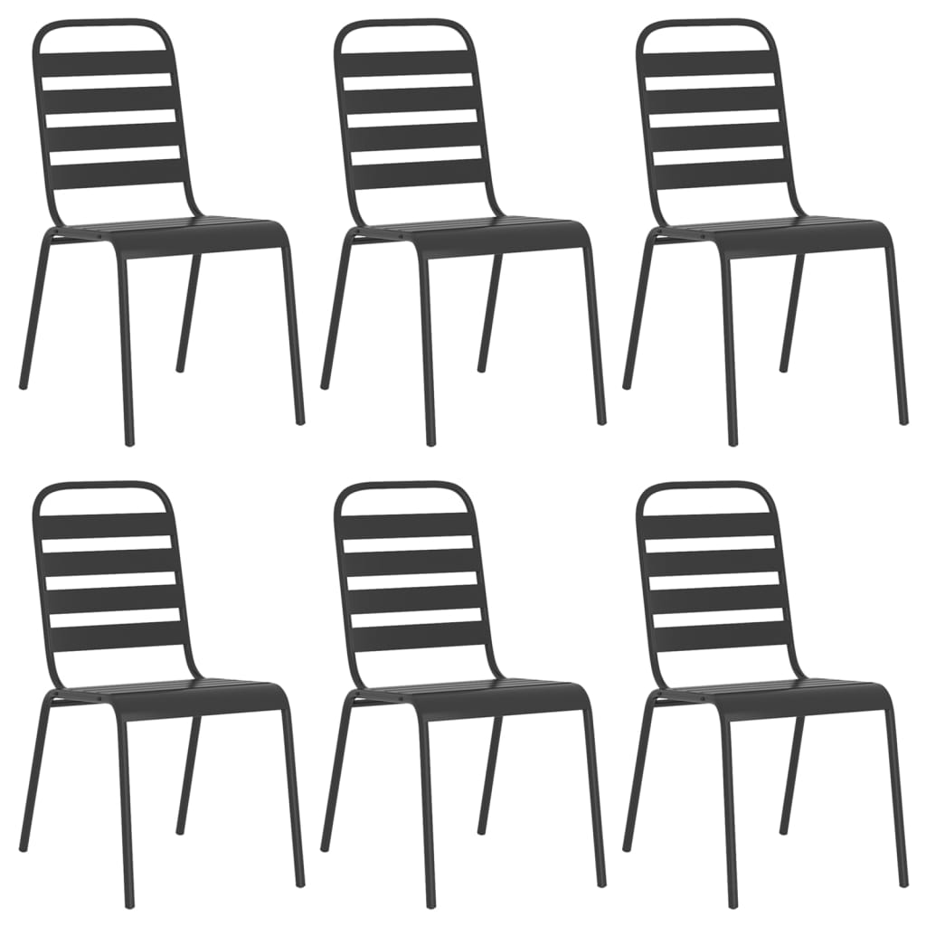 7 részes antracitszürke acél kerti étkezőgarnitúra