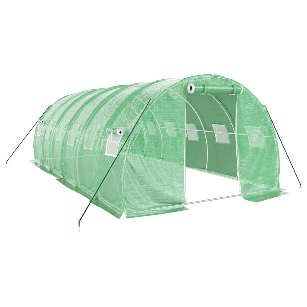 zöld acélvázas melegház 18 m² 6 x 3 x 2 m